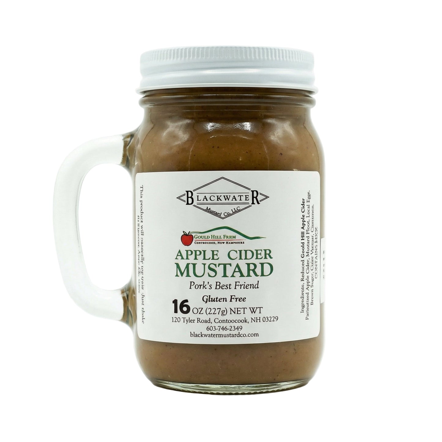 Blackwater Mustard Co. Apple Cider Mustard jar on white background.