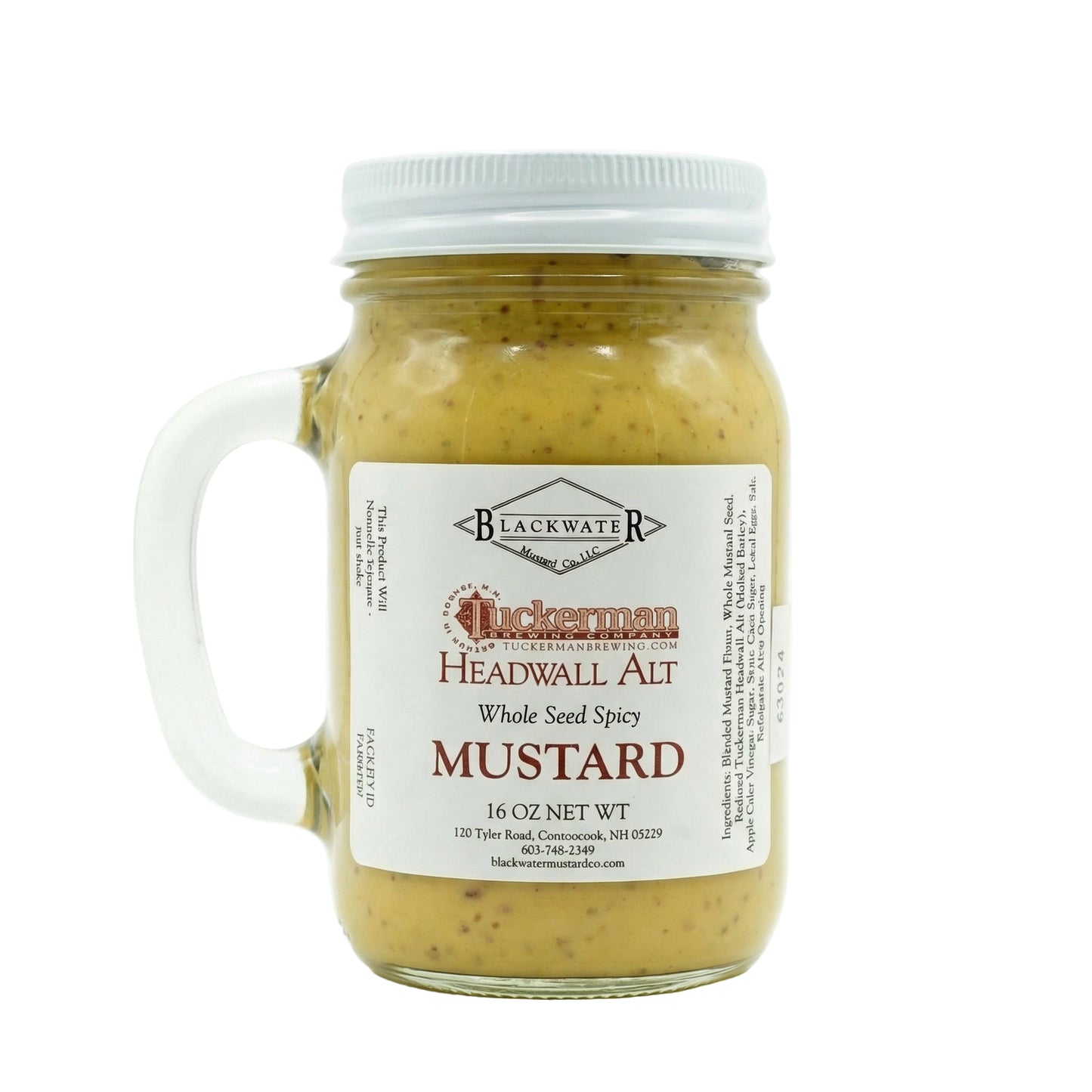 Blackwater Mustard Co. Headwall ALT Brown Mustard jar on white background.