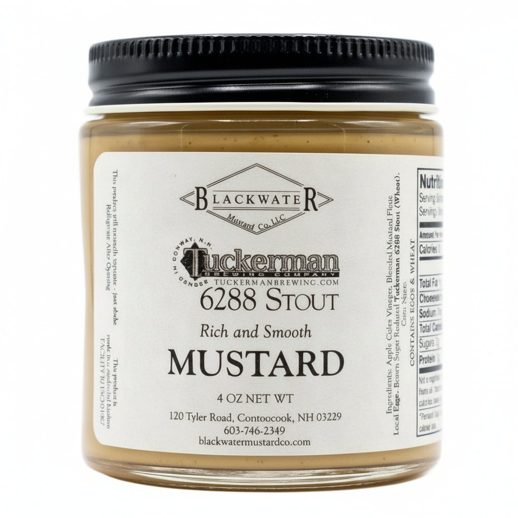 Blackwater Mustard Co. 6288 Stout Mustard jar on white background.