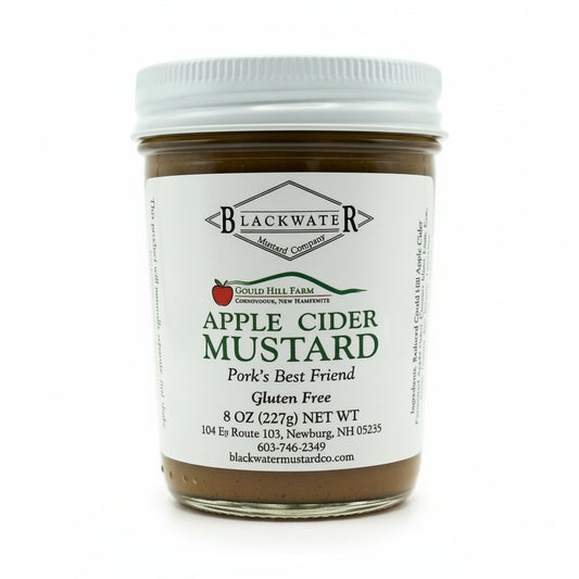 Blackwater Mustard Co. Apple Cider Mustard jar on white background.