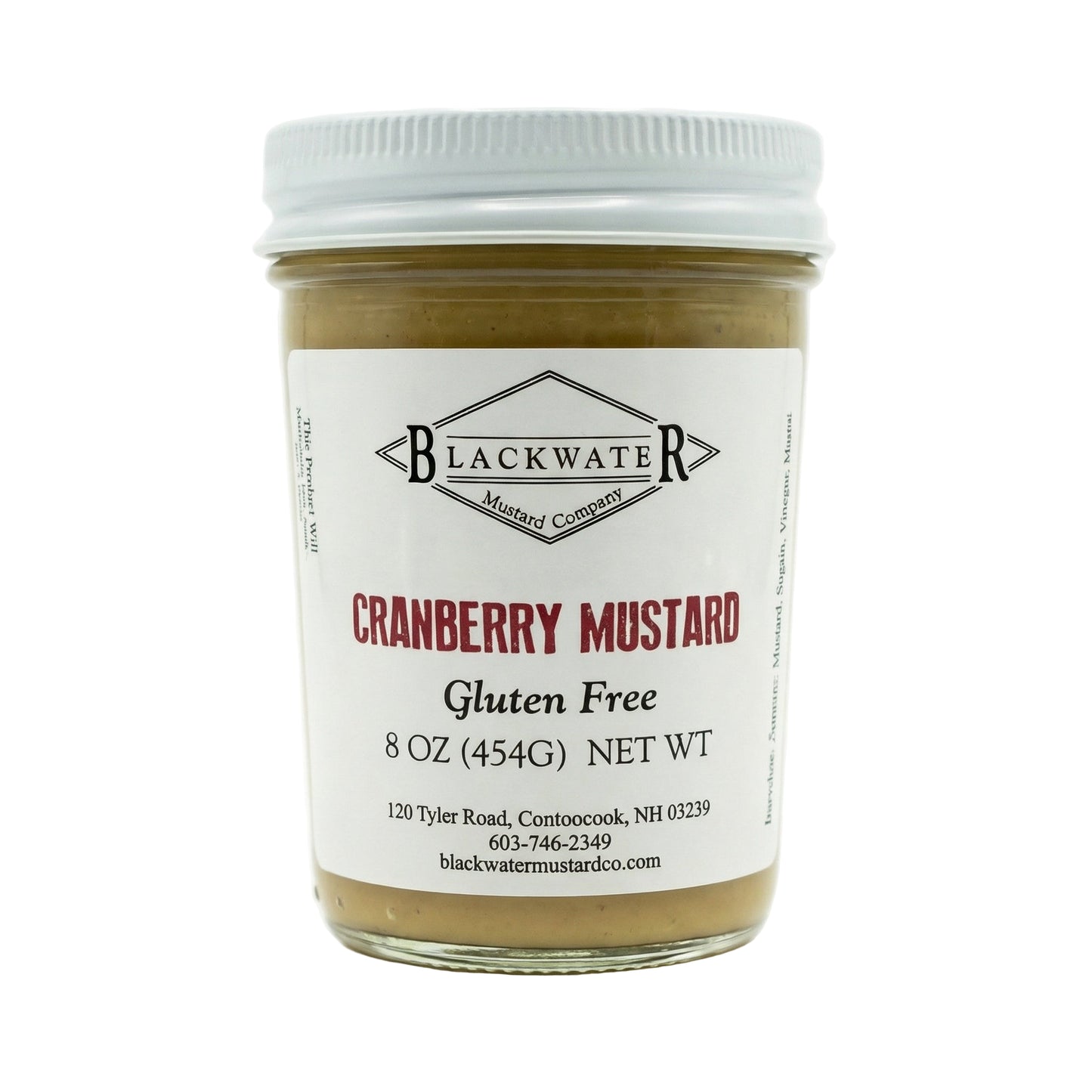 Blackwater Mustard Co. Cranberry Mustard jar on white background.