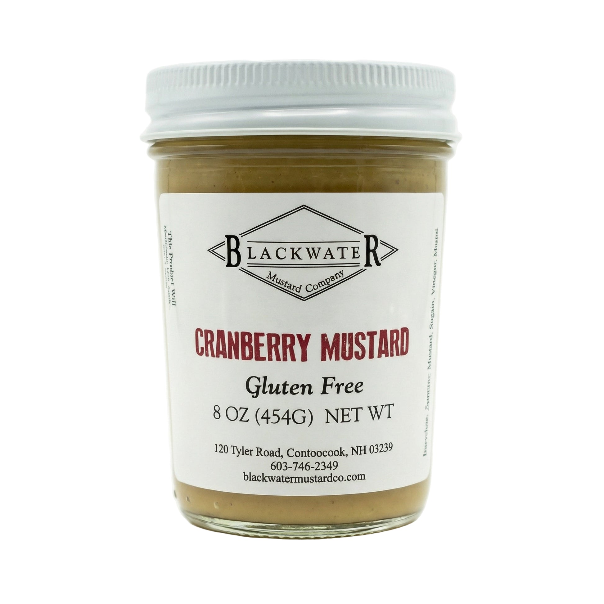 Blackwater Mustard Co. Cranberry Mustard jar on white background.