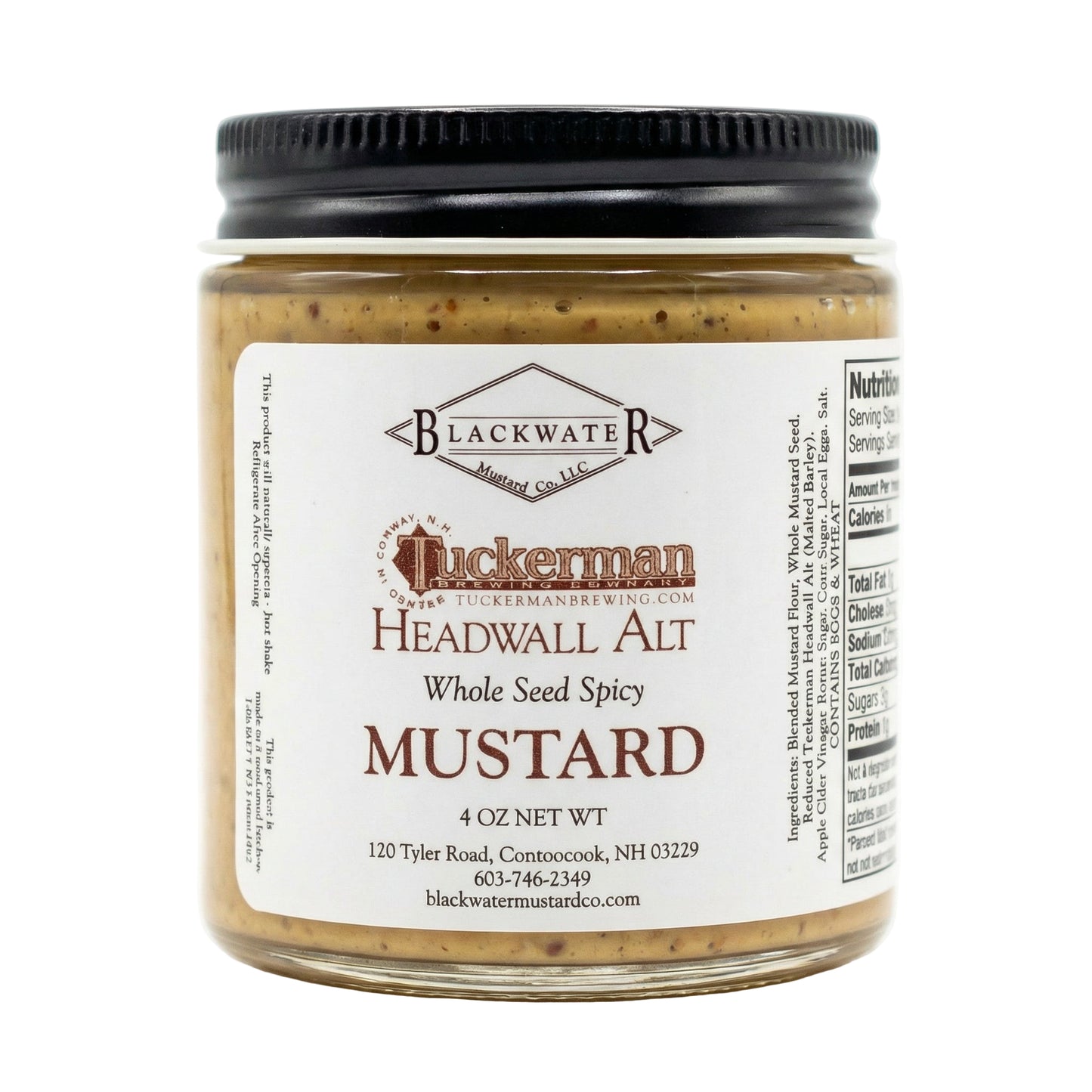 Blackwater Mustard Co. Headwall ALT Brown Mustard jar on white background.