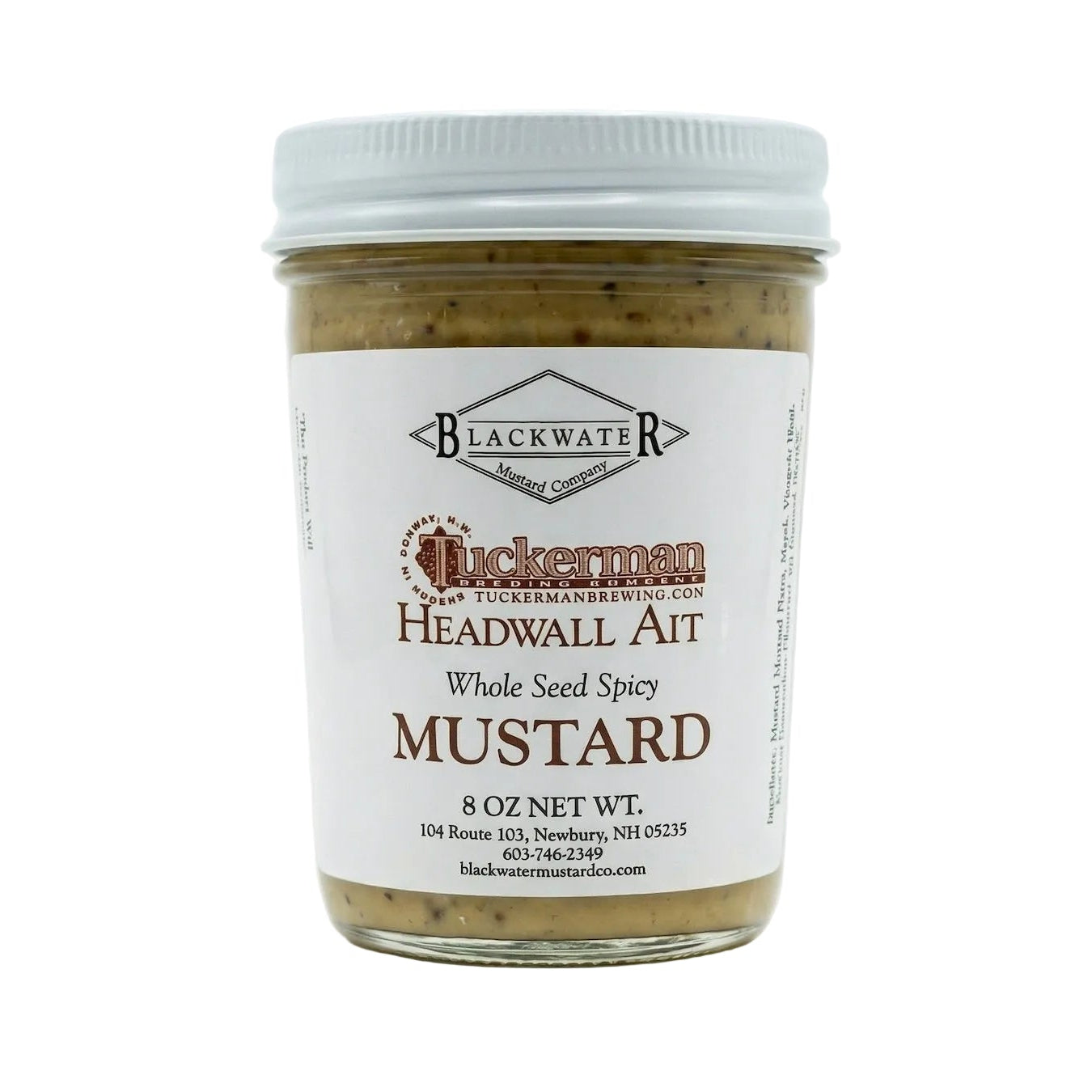 Blackwater Mustard Co. Headwall ALT Brown Mustard jar on white background.