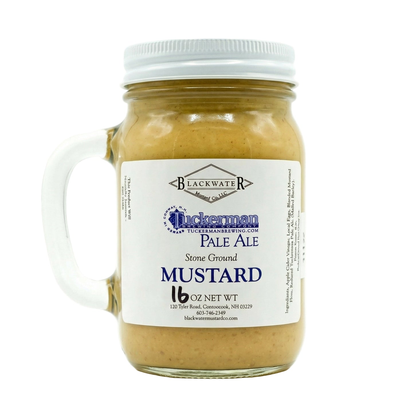 Blackwater Mustard Co. Tuckerman Pale Ale Mustard jar on white background.