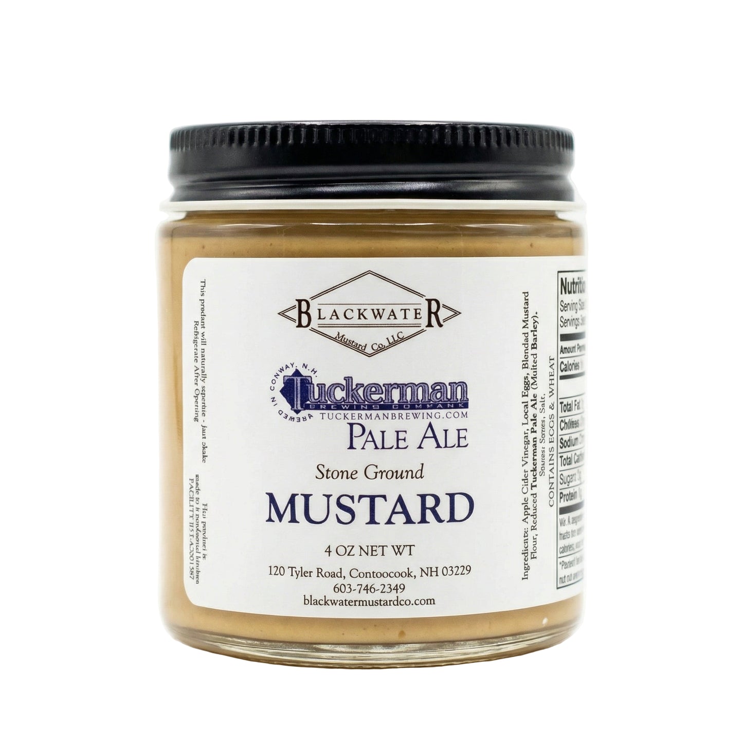 Blackwater Mustard Co. Tuckerman Pale Ale Mustard jar on white background.