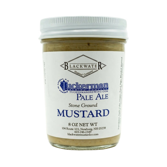 Blackwater Mustard Co. Tuckerman Pale Ale Mustard jar on white background.