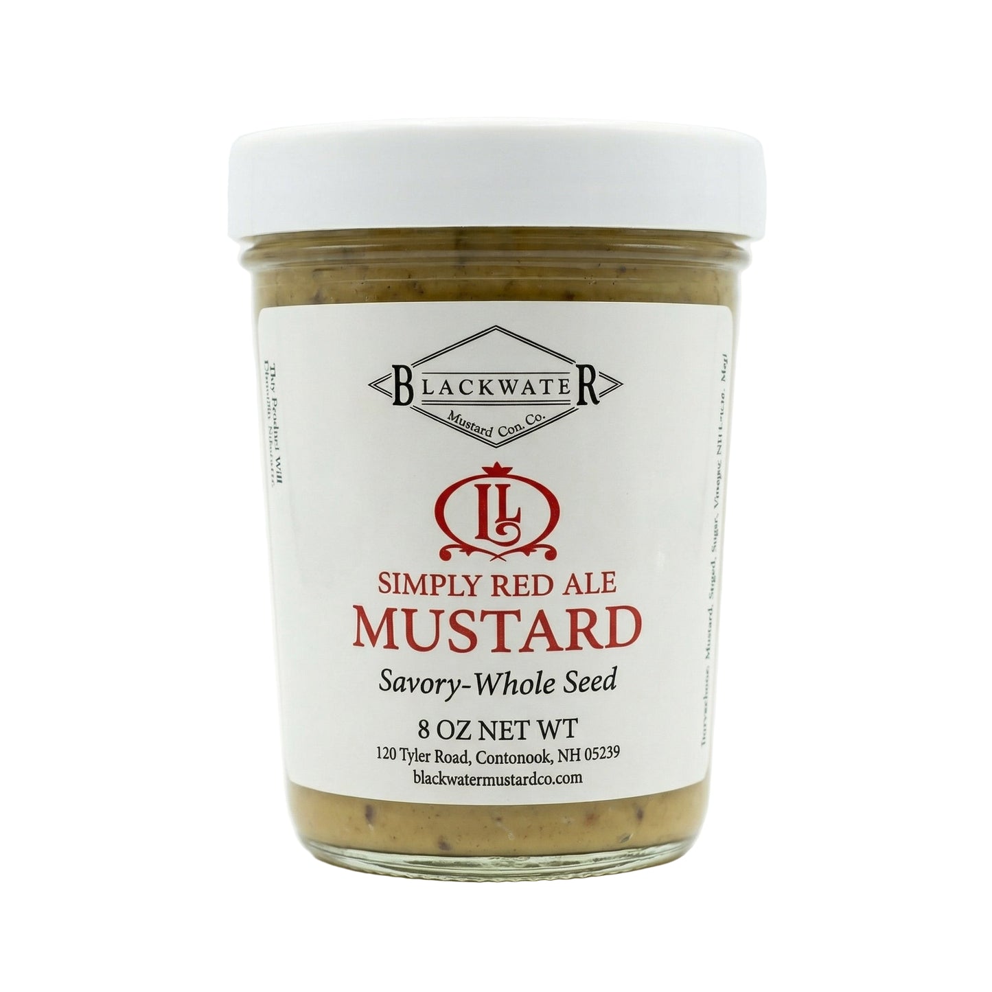 lackwater Mustard Co. Smoked Red Ale Mustard jar on white background.