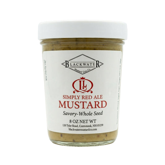 lackwater Mustard Co. Smoked Red Ale Mustard jar on white background.
