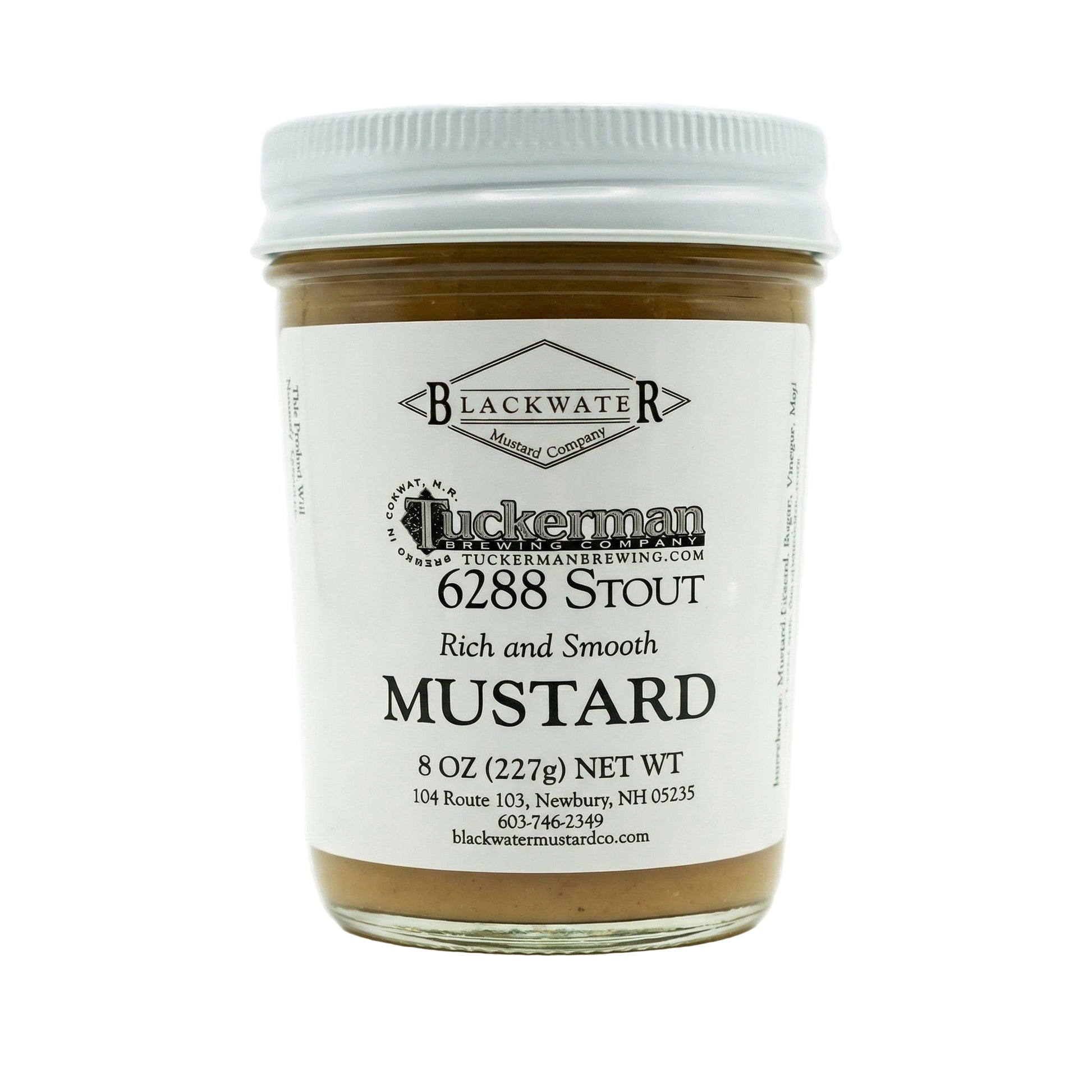 Blackwater Mustard Co. 6288 Stout Mustard jar on white background.